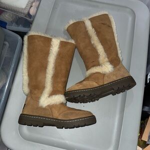 UGG Tan and Cream Fur Boots